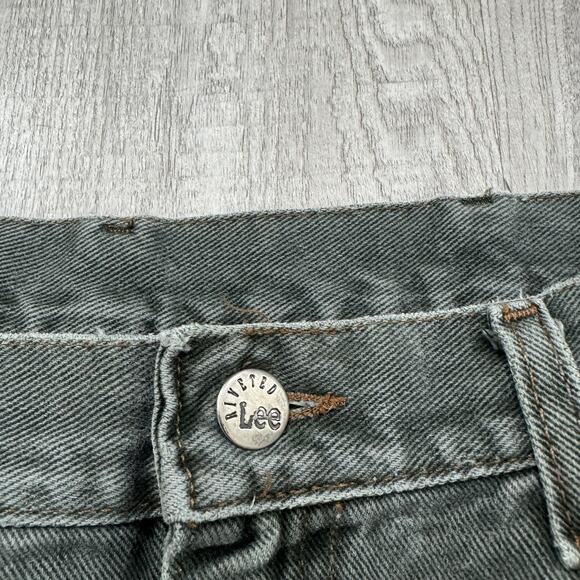 Vintage Riveted Lee Jeans Men's 38x30 Green Faded Western 90s Distressed Rodeo - Picture 4 of 12